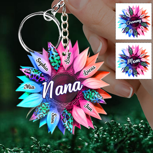 Oma-Sonnenblume – Personalisierter Oma-Schlüsselanhänger