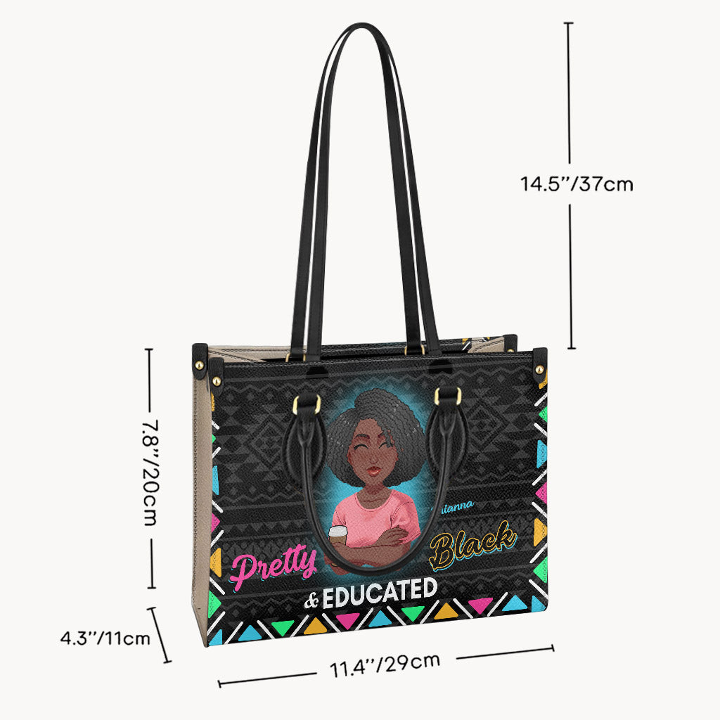 Pretty Black & Educated - Personalized African American Leather Handbag