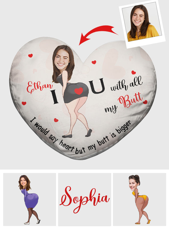 Ich liebe dich von ganzem Herzen – Personalisiertes Kissen in Pärchenform mit Foto und Namen