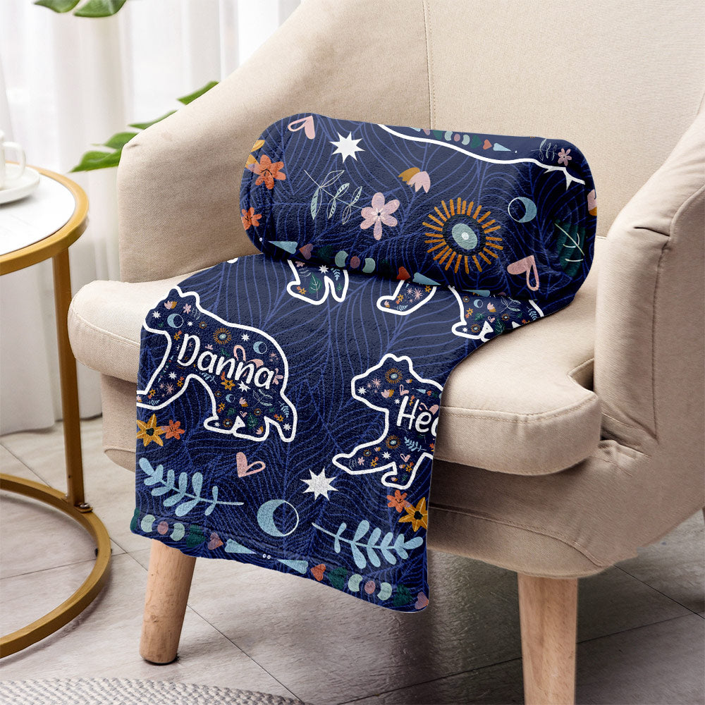 Mama Bär Blumenmuster - Personalisierte Mutterdecke