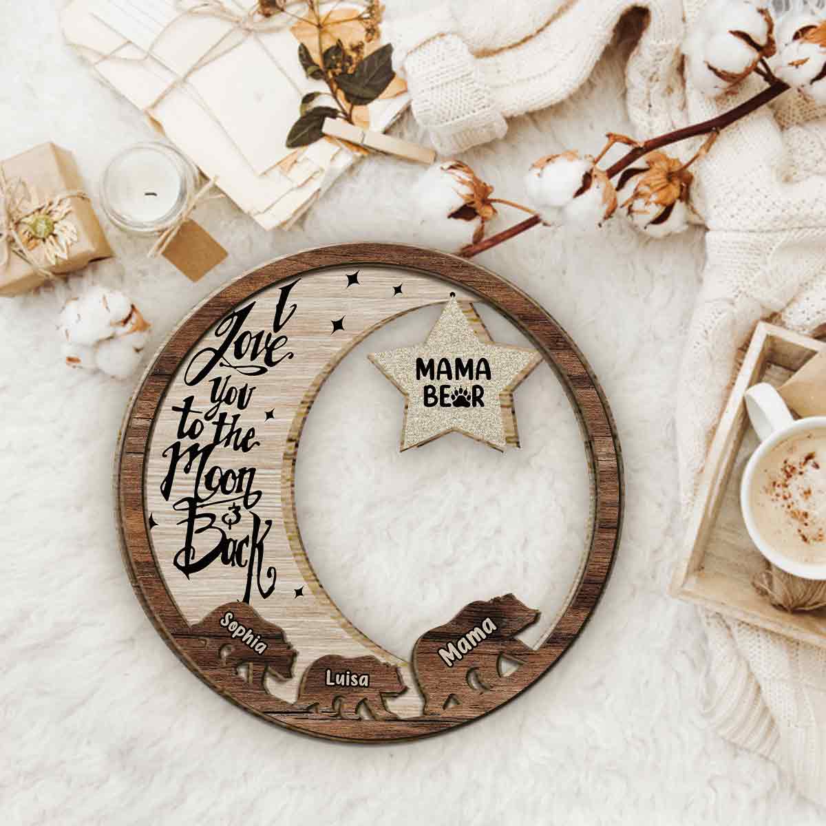 Mama Bär – Individuell gestaltbares, zweilagiges Holzschild „Mutter“ / Holzplakette