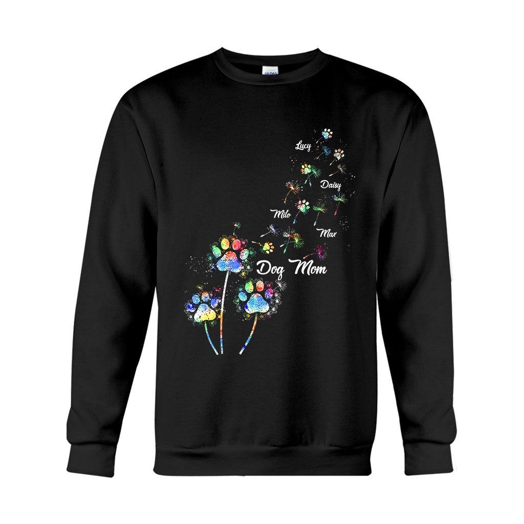Hundemama/Katzenmama/Haustiermama Buntes Löwenzahn-Motiv – Personalisiertes Hunde-T-Shirt und Hoodie