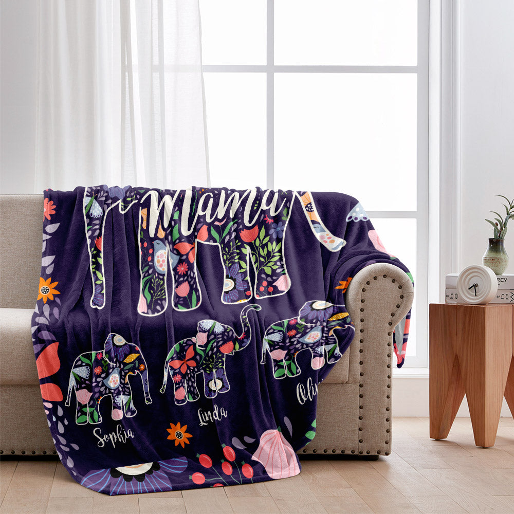 Elephant Mom - Personalized Mother Blanket