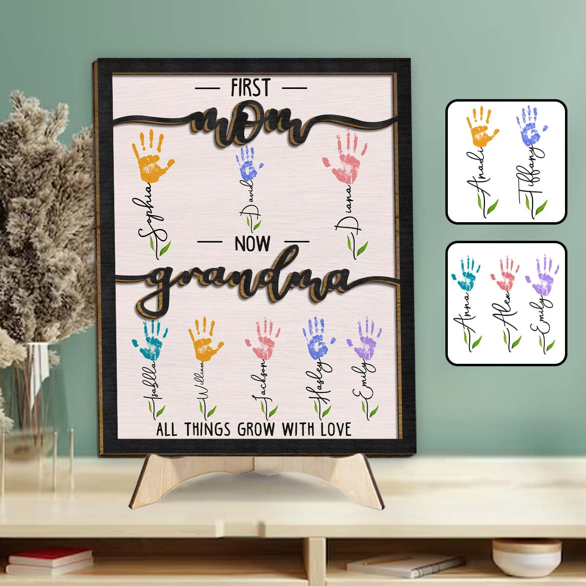 First Mom Now Grandma - Personalized Mother 2 Layered Wood Sign / Wood Plaque