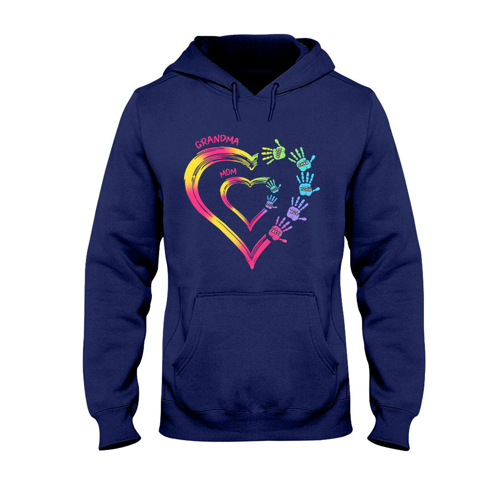 Beliebiger Titel für Mutter und Oma, Doppelherz, bunt - Personalisiertes Oma-T-Shirt und Hoodie