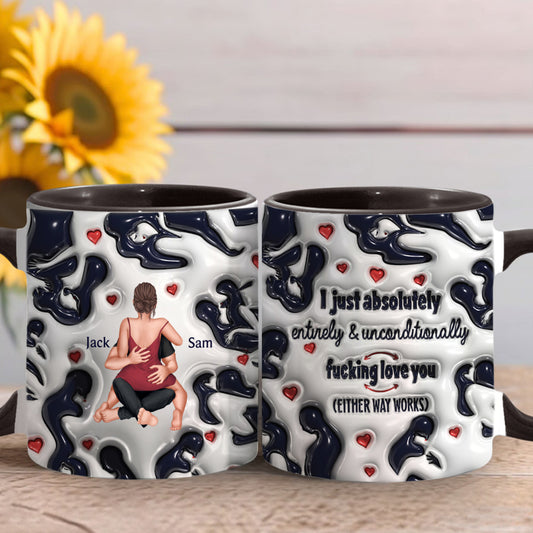 Ich liebe Lou einfach absolut, vollkommen und bedingungslos – personalisierte Tasse für Paare