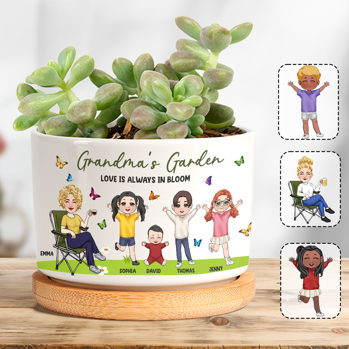 Omas Garten – Personalisierter Keramik-Blumentopf für Oma