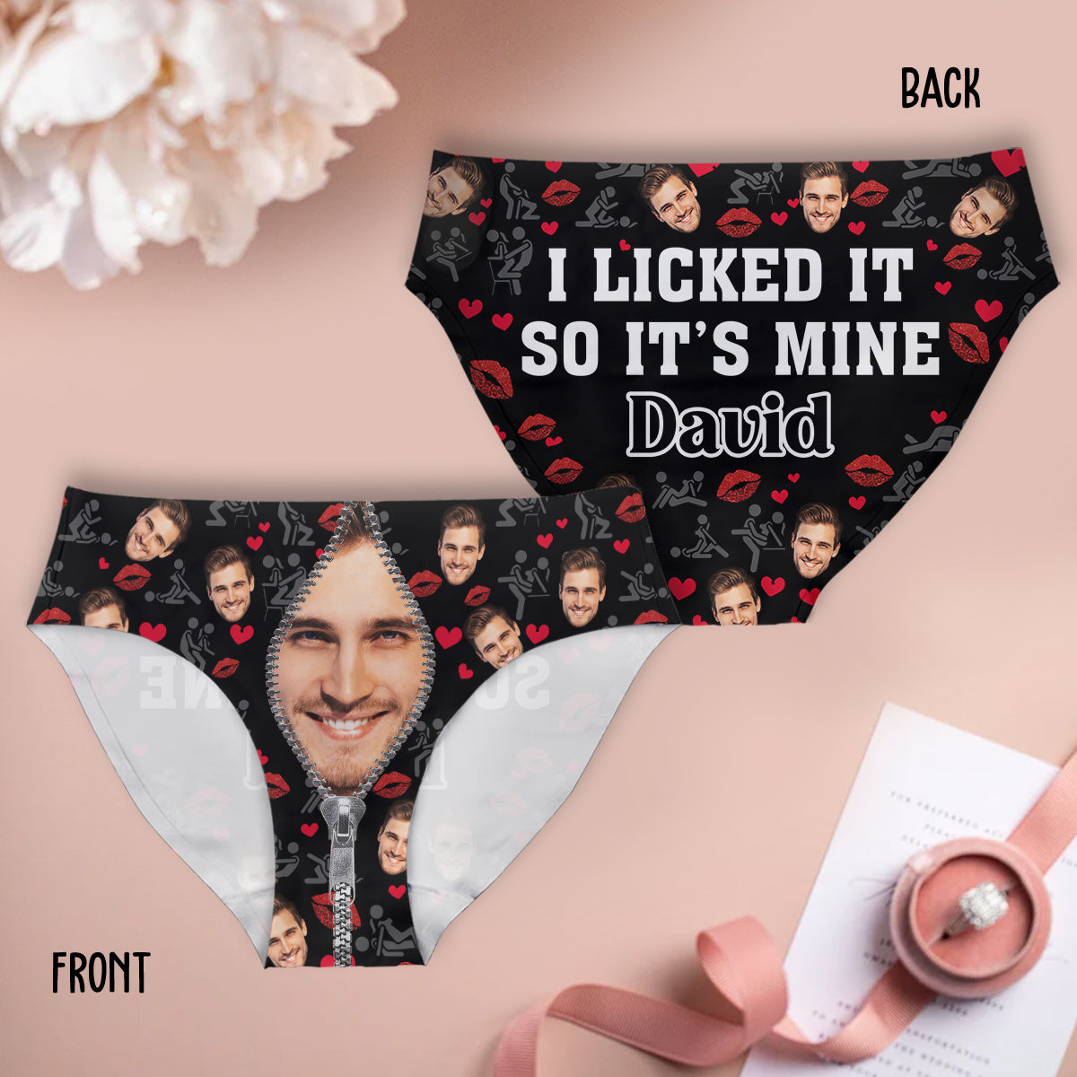 Ich hab's abgeleckt, also gehört's mir – personalisierte Slips für Paare (Damen) und Boxershorts für Herren