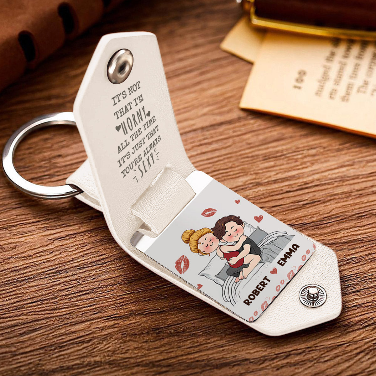 I Love You - Personalized Couple Leather Photo Keychain
