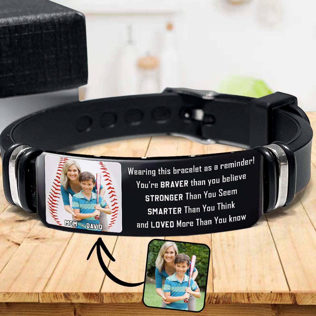Du bist mutiger, als du glaubst – Personalisiertes Baseball-Armband mit Gravur