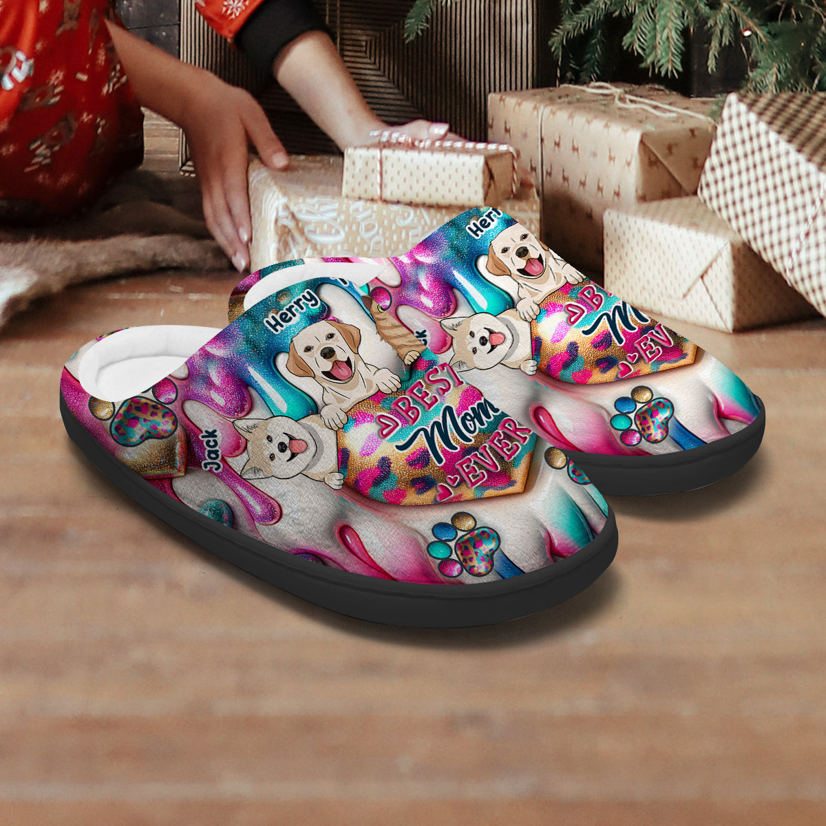 Beste Hundemama aller Zeiten – Personalisierte Hundepantoffeln