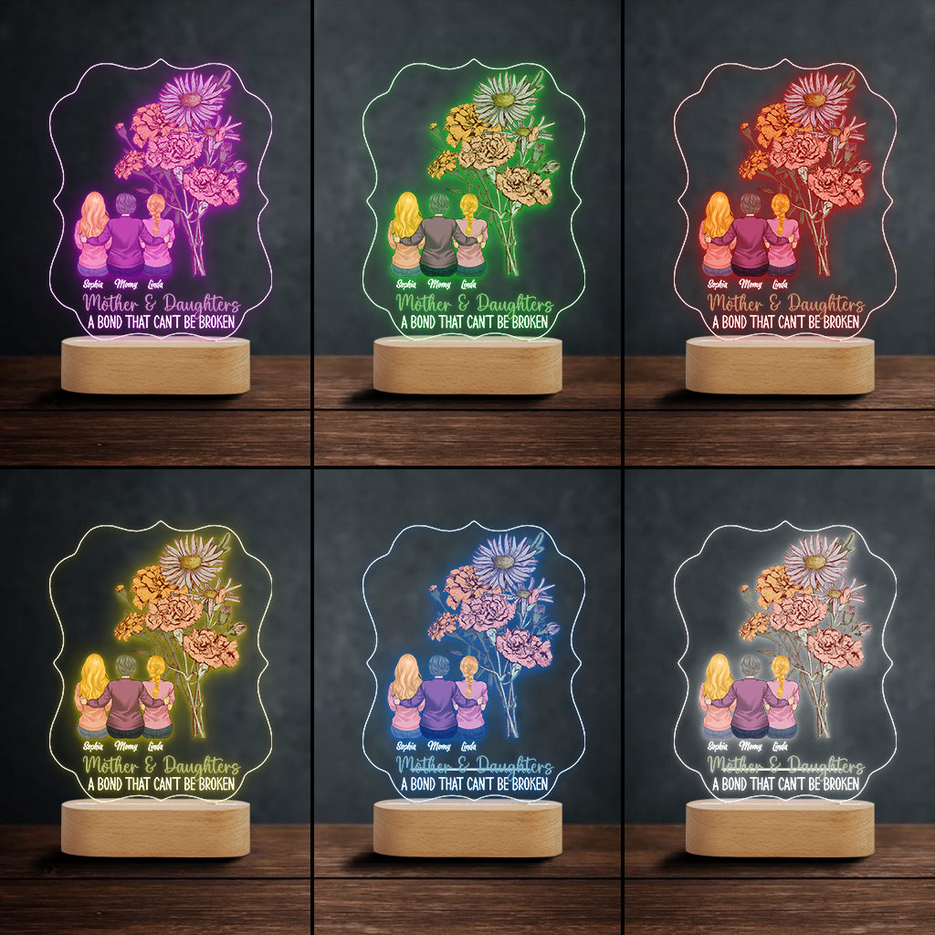 Geburtsblumen für Mutter und Kinder – Personalisierte, mutterförmige Plakettenleuchte