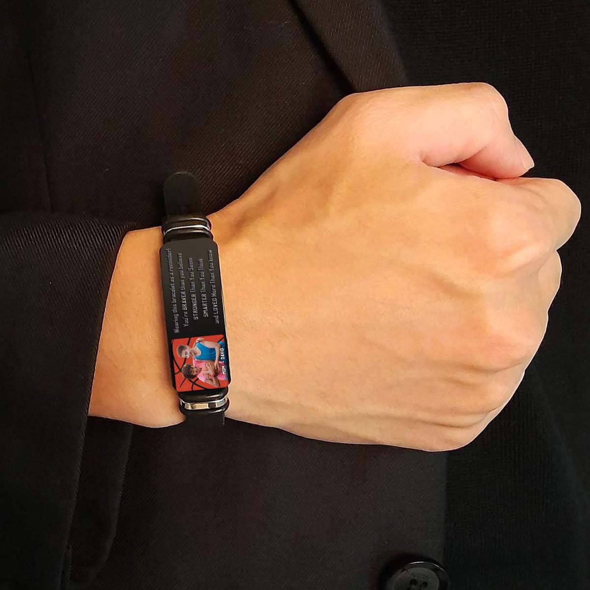 Du bist mutiger, als du glaubst – Personalisiertes Basketball-Armband mit Gravur