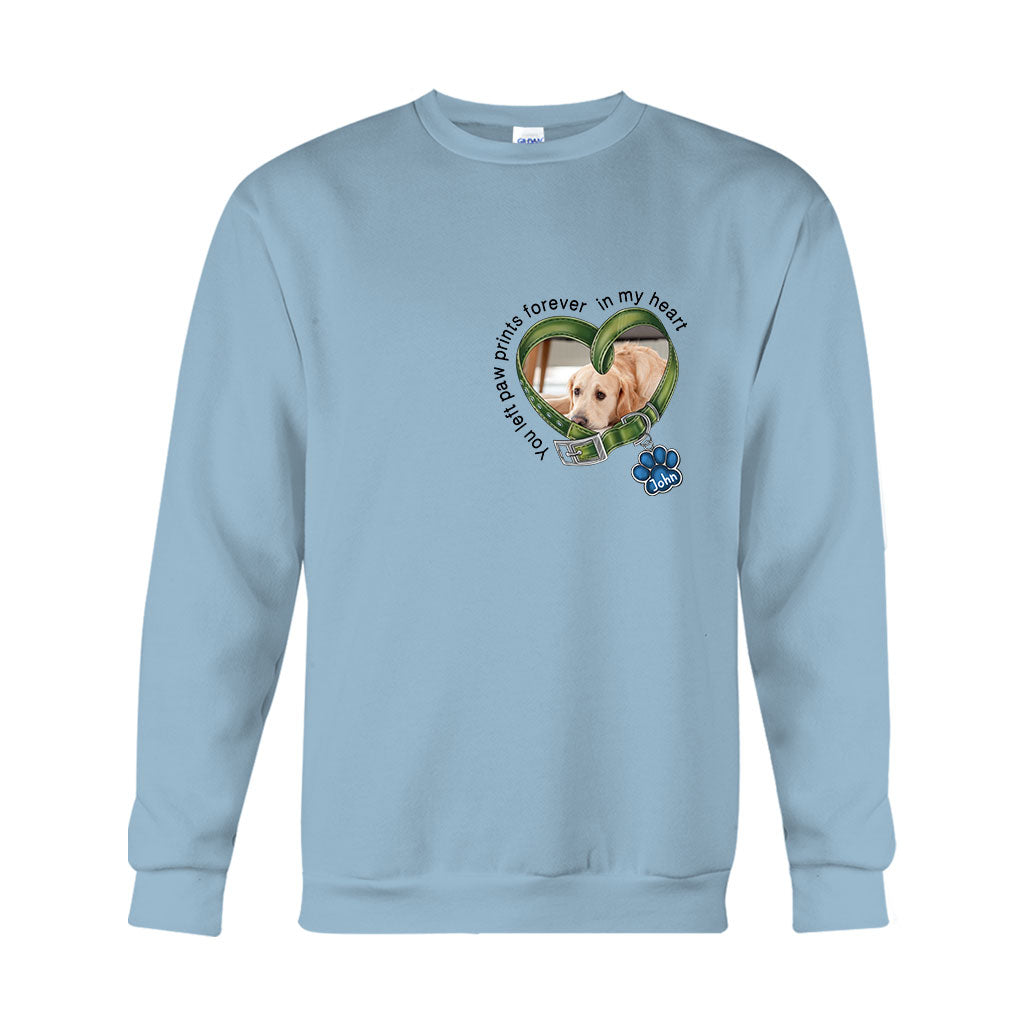 Du hast für immer Pfotenabdrücke in meinem Herzen hinterlassen – personalisiertes Hunde-T-Shirt und Hoodie
