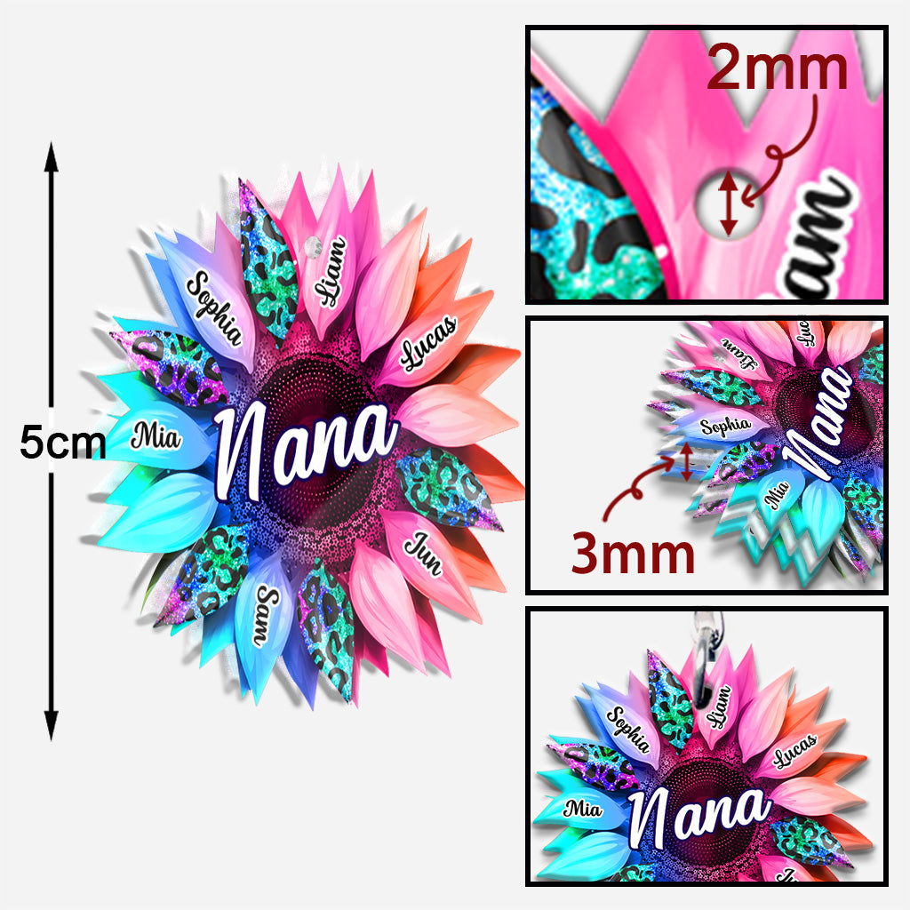 Oma-Sonnenblume – Personalisierter Oma-Schlüsselanhänger