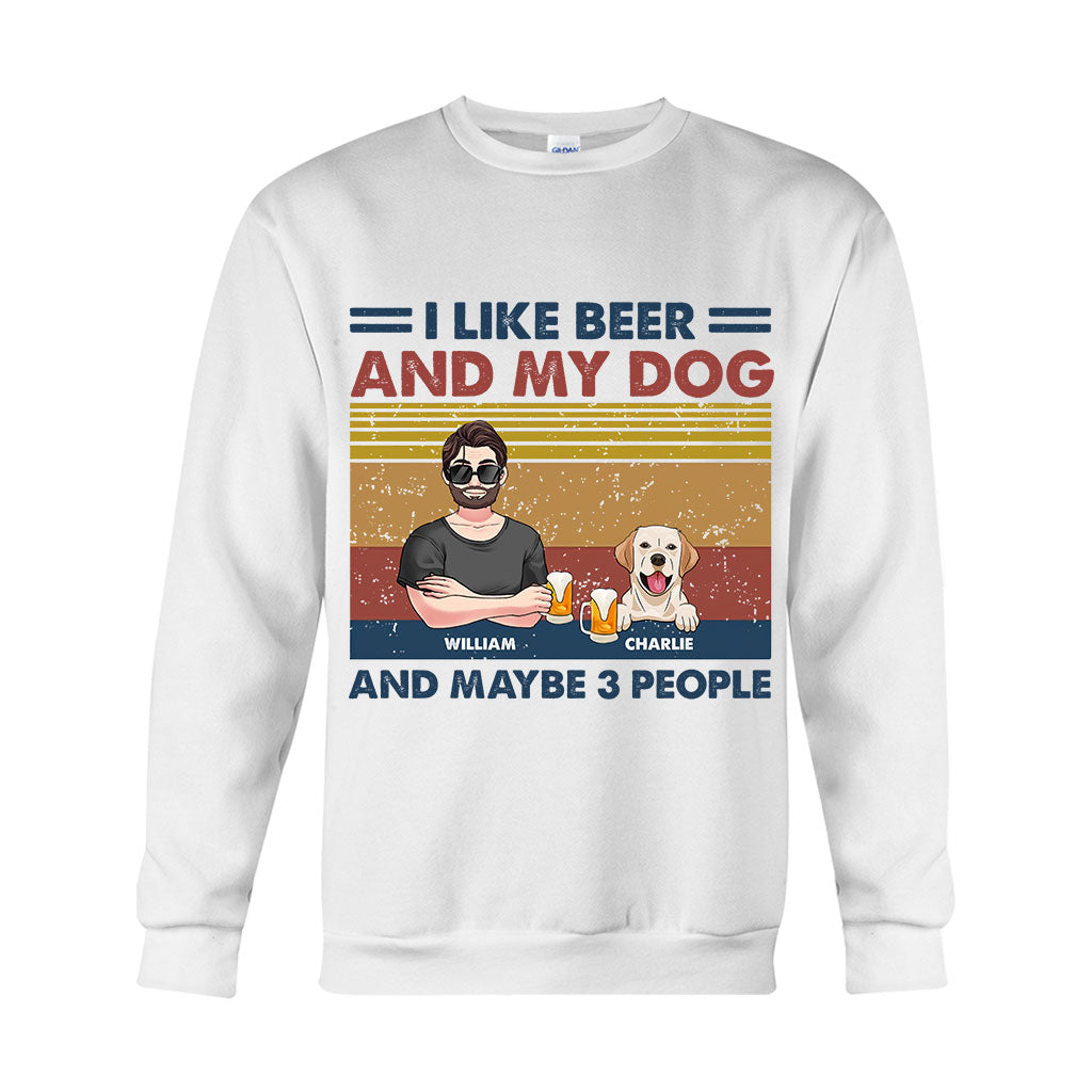Ich mag Bier und meine Hunde – personalisiertes Hunde-T-Shirt und Hoodie