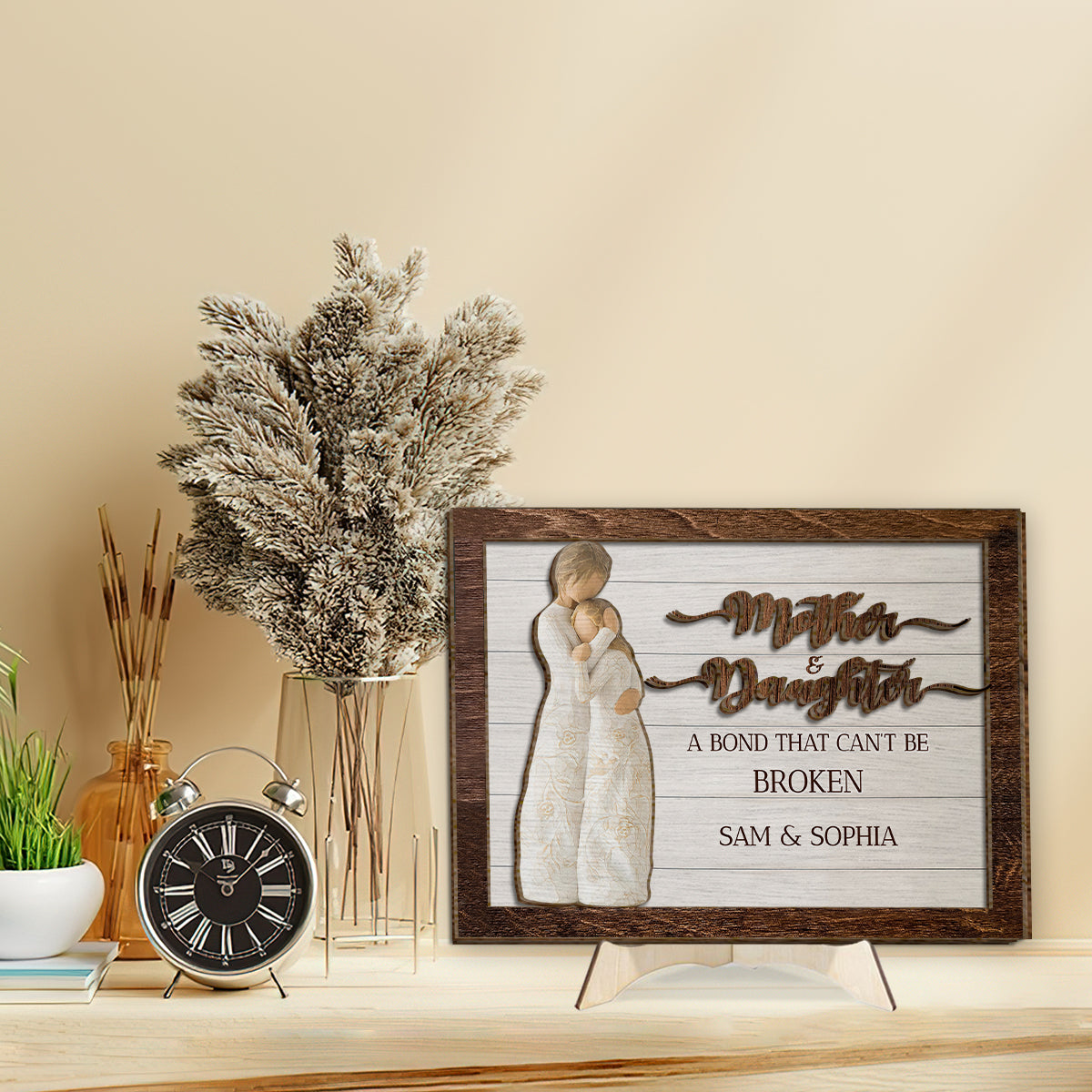 Eine unzerbrechliche Verbindung – Personalisiertes zweilagiges Holzschild „Mutter“ / Holzplakette
