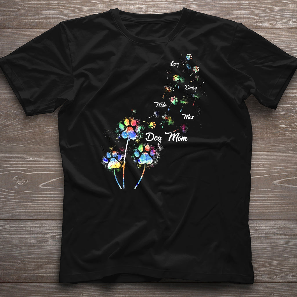 Hundemama/Katzenmama/Haustiermama Buntes Löwenzahn-Motiv – Personalisiertes Hunde-T-Shirt und Hoodie