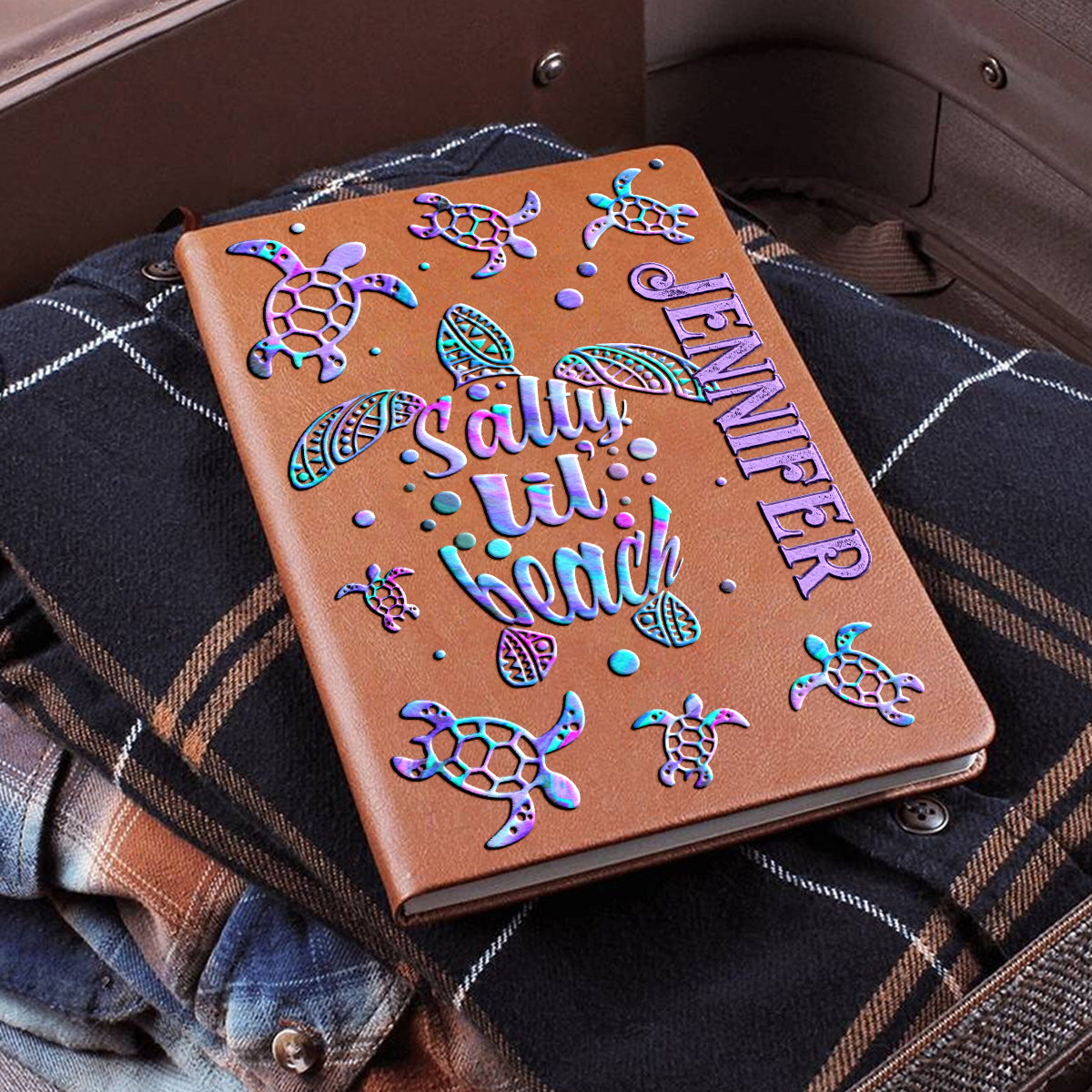 Salty Lil Beach – Personalisiertes Notizbuch aus Schildkrötenleder