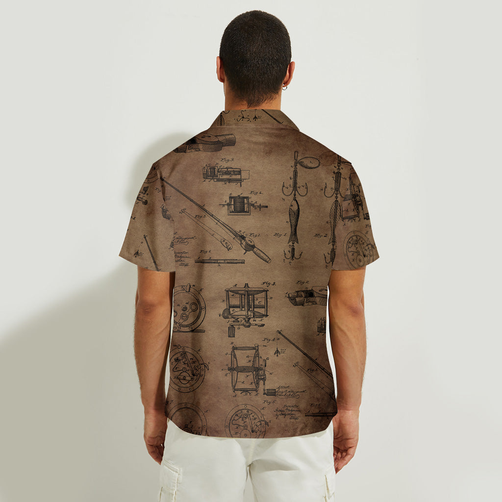 Vintage-Angelhemd mit individuellem Namen - Personalisiertes Hawaiihemd für Angler