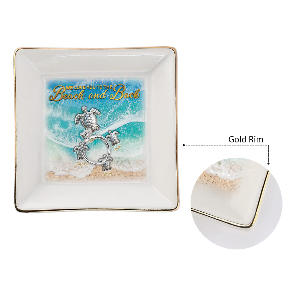 Wir lieben dich bis zum Strand und zurück – personalisierte Schildkröten-Schmuckschale