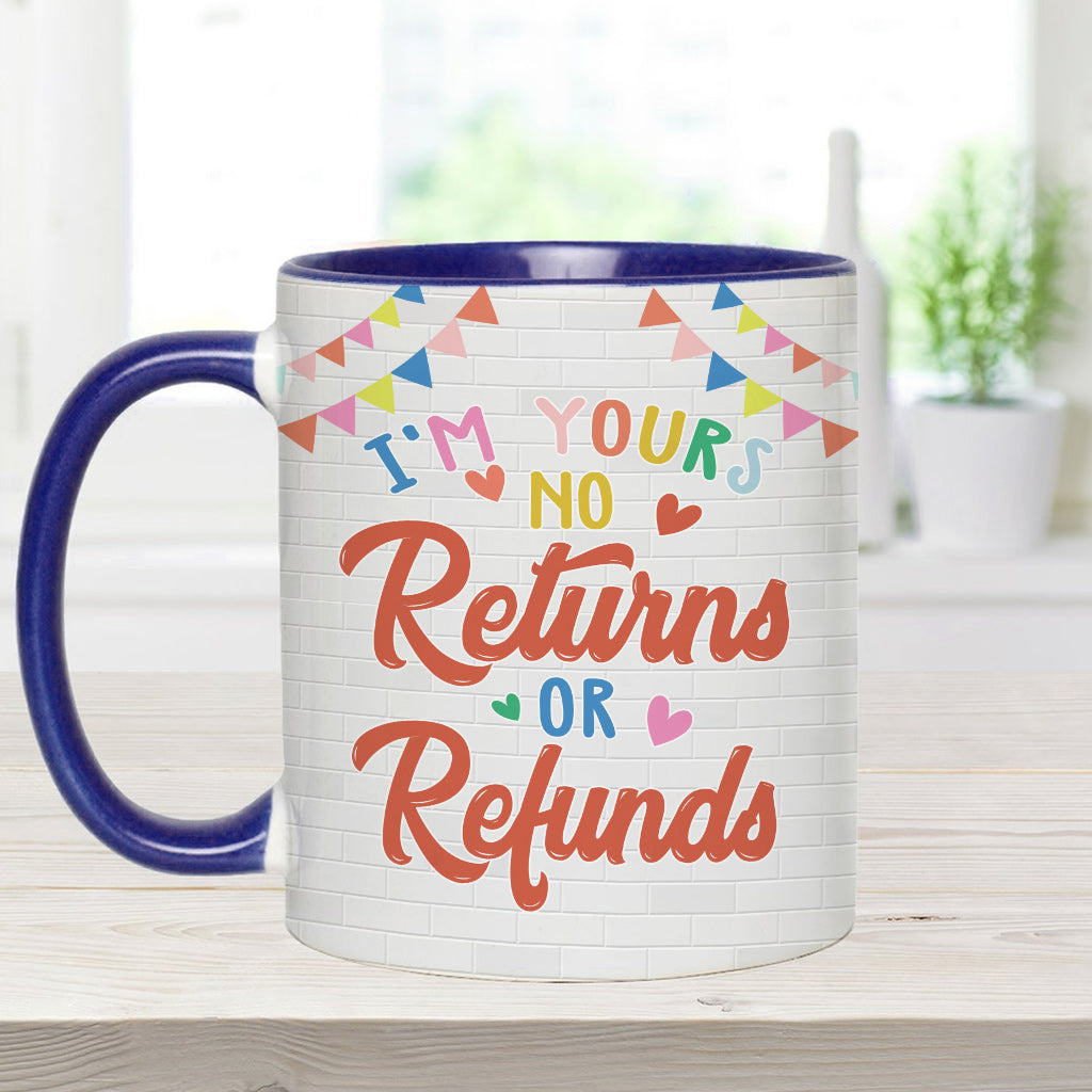 Ich gehöre dir – Keine Rückgabe oder Rückerstattung – Personalisierte Tasse für Paare