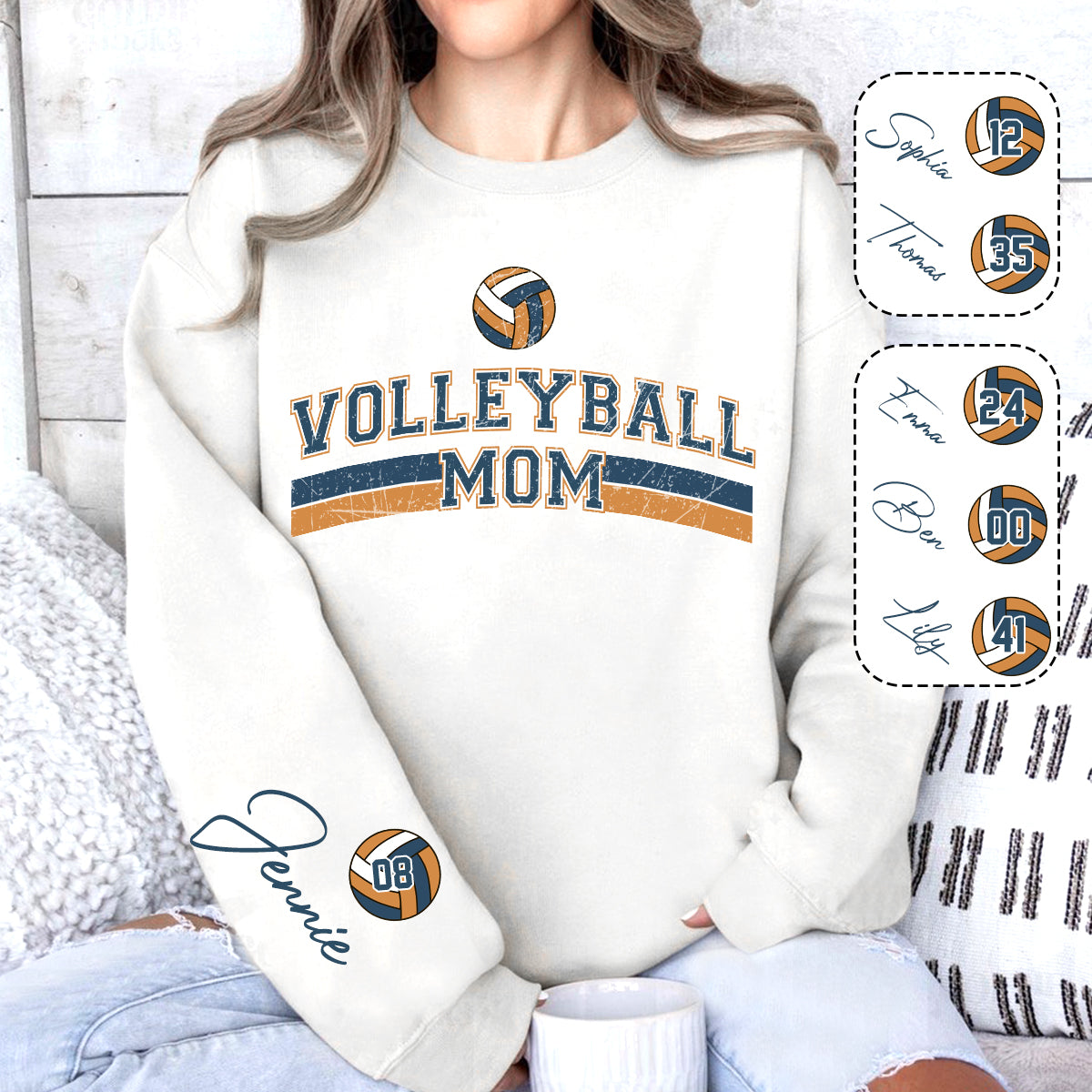 Volleyball-Mama mit beliebigem Kindernamen und -nummer - Personalisiertes Volleyball-Shirt