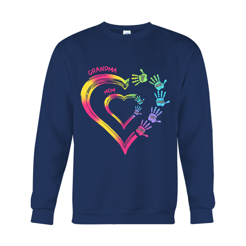 Beliebiger Titel für Mutter und Oma, Doppelherz, bunt - Personalisiertes Oma-T-Shirt und Hoodie