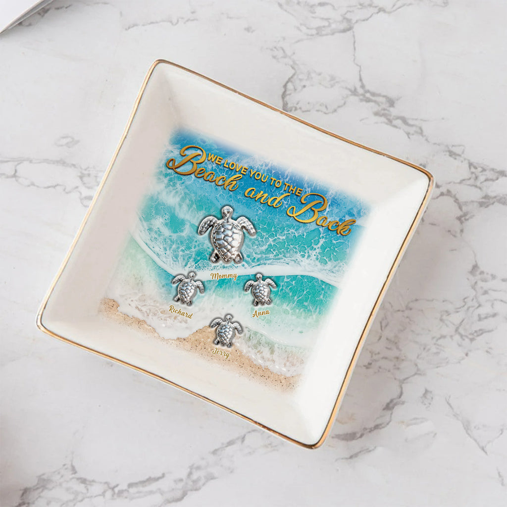 Wir lieben dich bis zum Strand und zurück – personalisierte Schildkröten-Schmuckschale