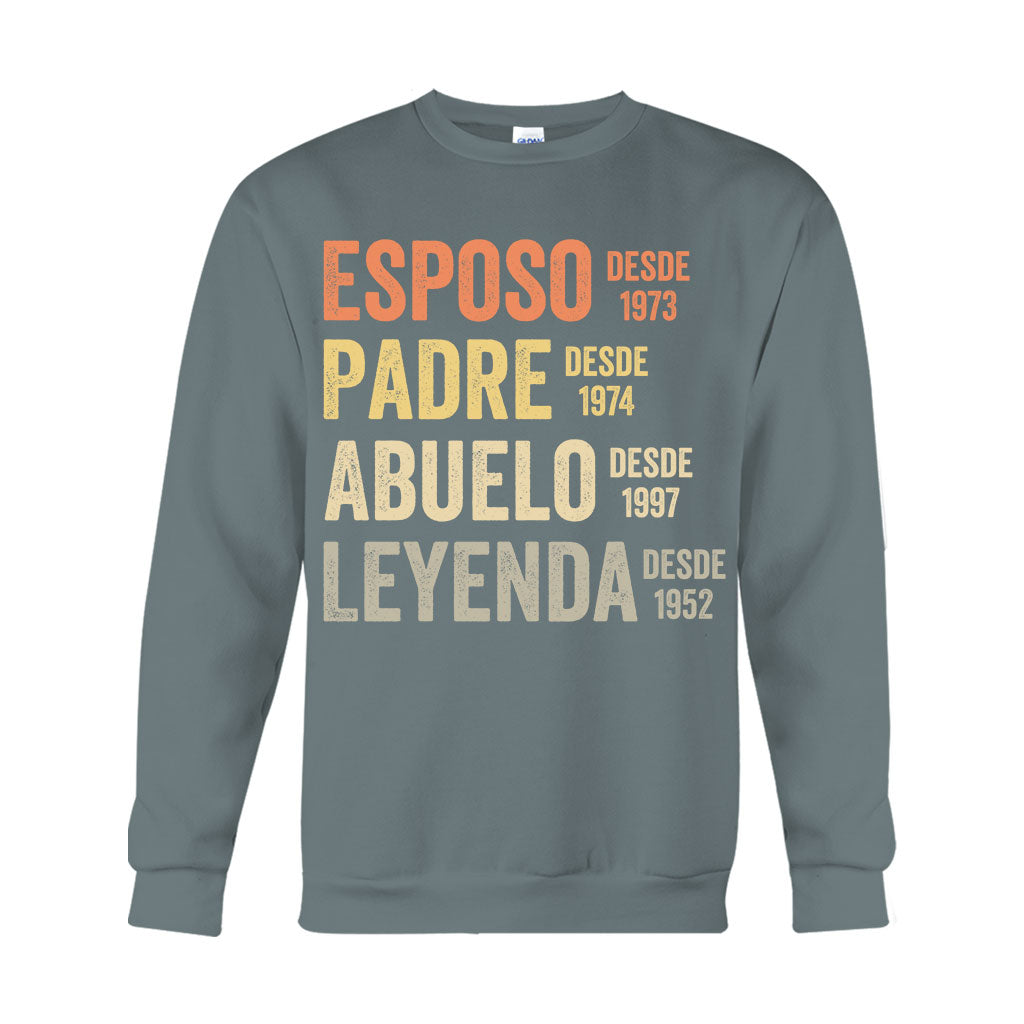 Esposo Padre Abuelo Leyenda - Personalisiertes Vater-T-Shirt und Kapuzenpullover