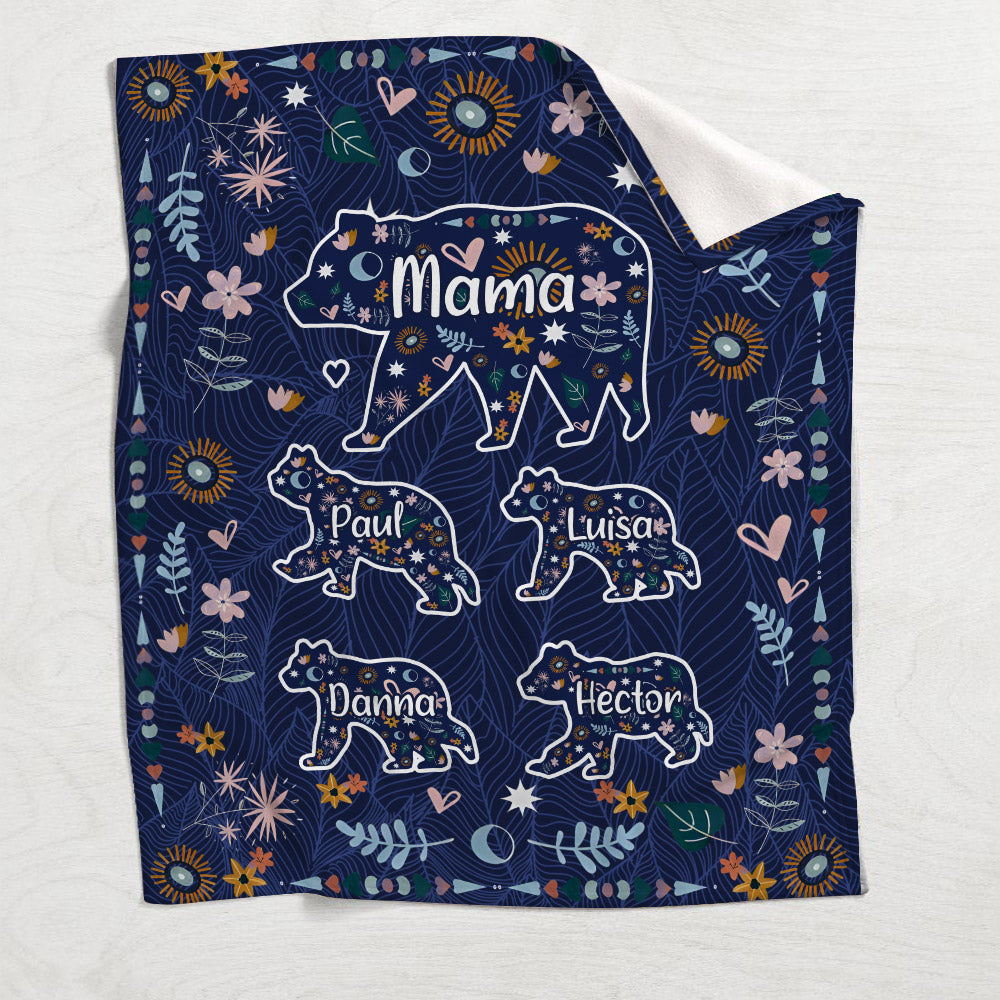 Mama Bär Blumenmuster - Personalisierte Mutterdecke