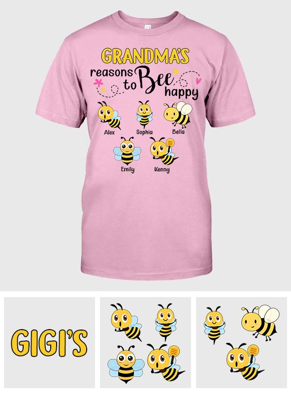 Grandma's Reasons To Bee Happy - Personalized Bee T-shirt And Hoodie