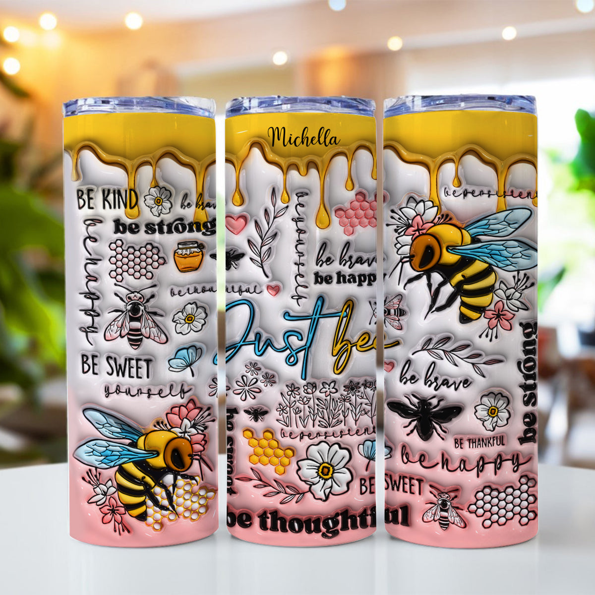 Positive Affirmation Bee – Personalisierter schlanker Becher