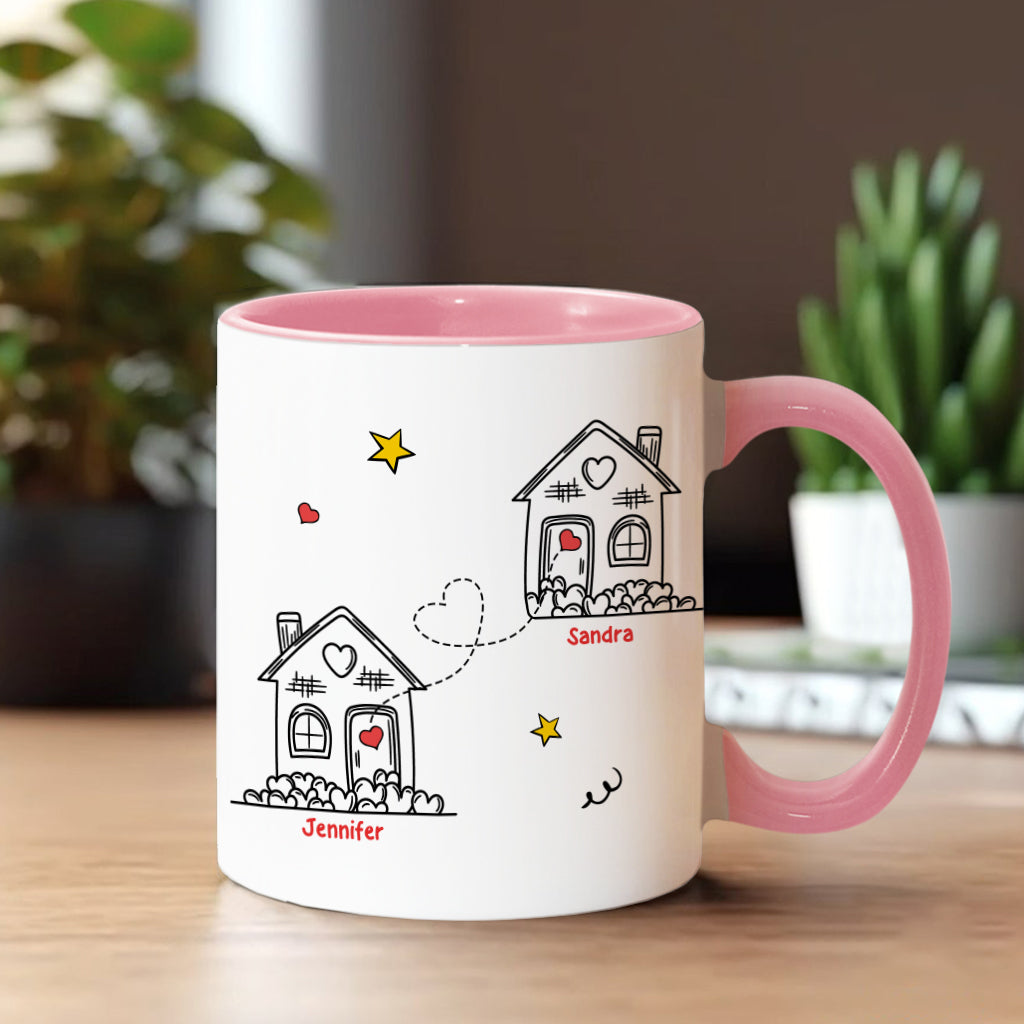 Ich wünschte, wir würden näher beieinander wohnen – personalisierte Tasse mit dem Aufdruck „Beste Freundin“.