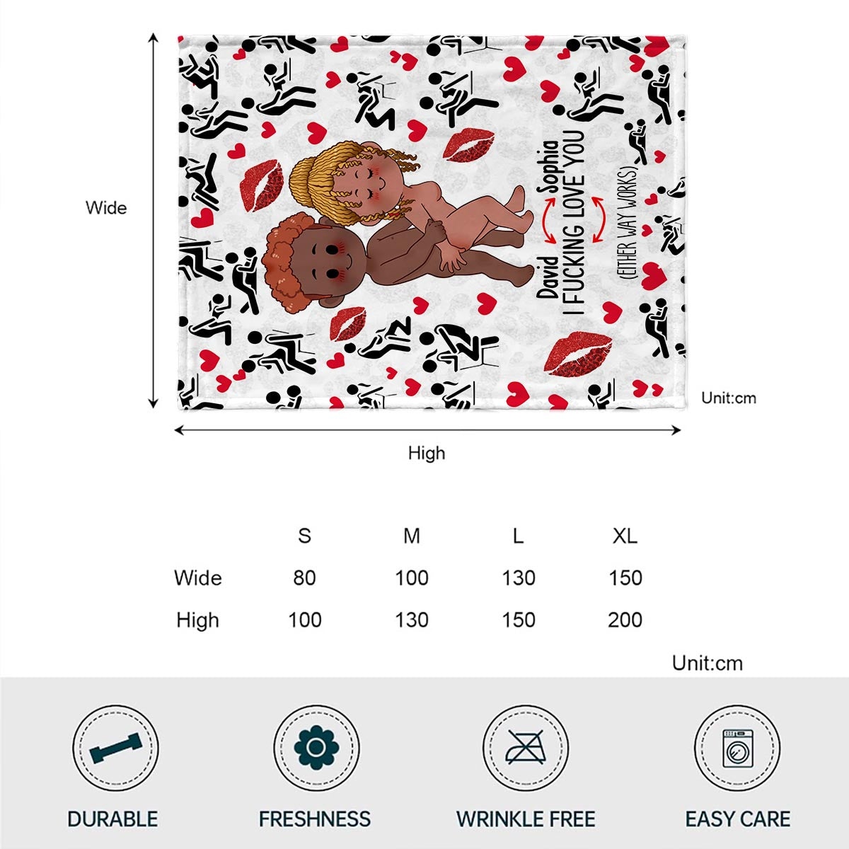 Ich liebe dich – Personalisierte Pärchendecke