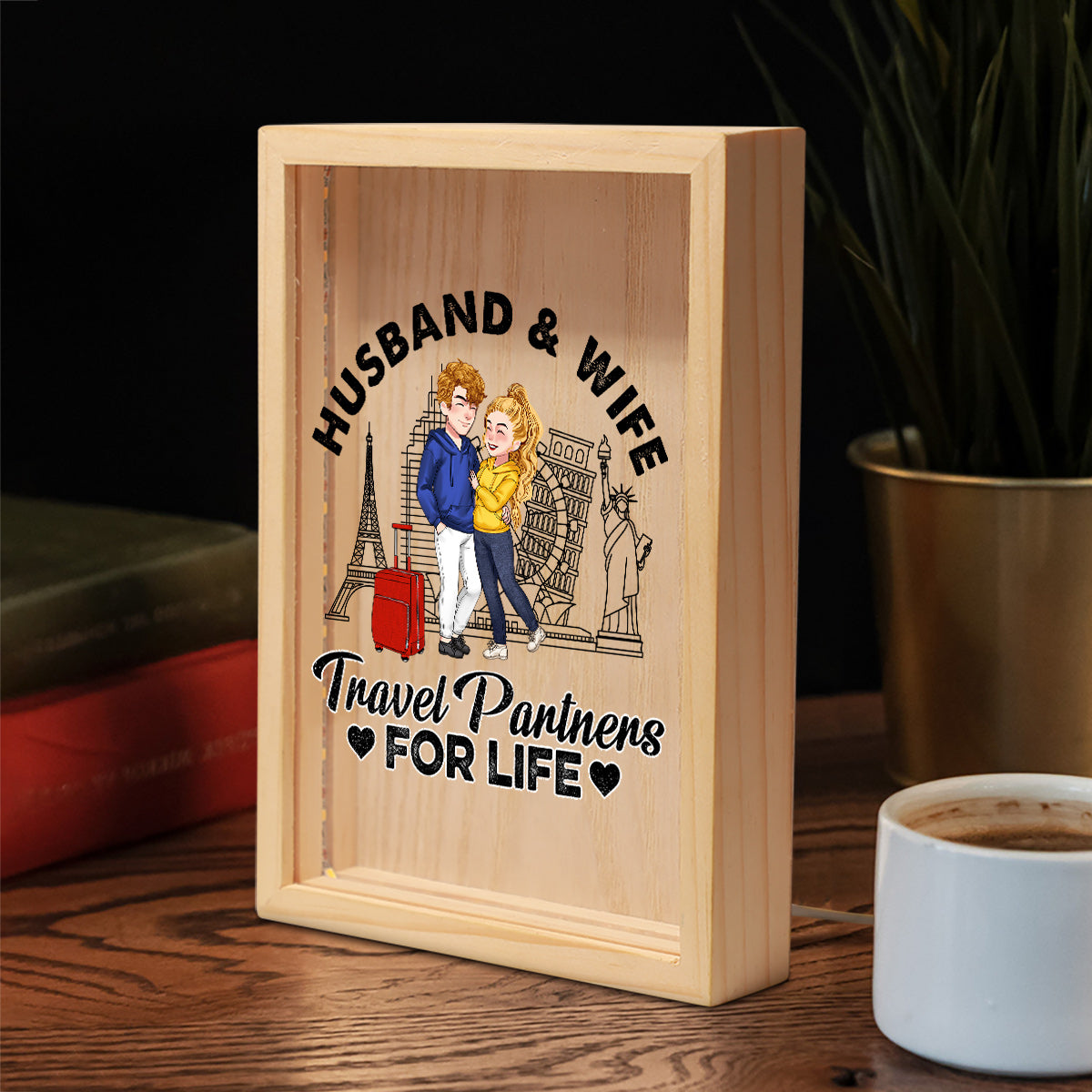 Travel Partner For Life - Personalized Couple Picture Frame Light Box