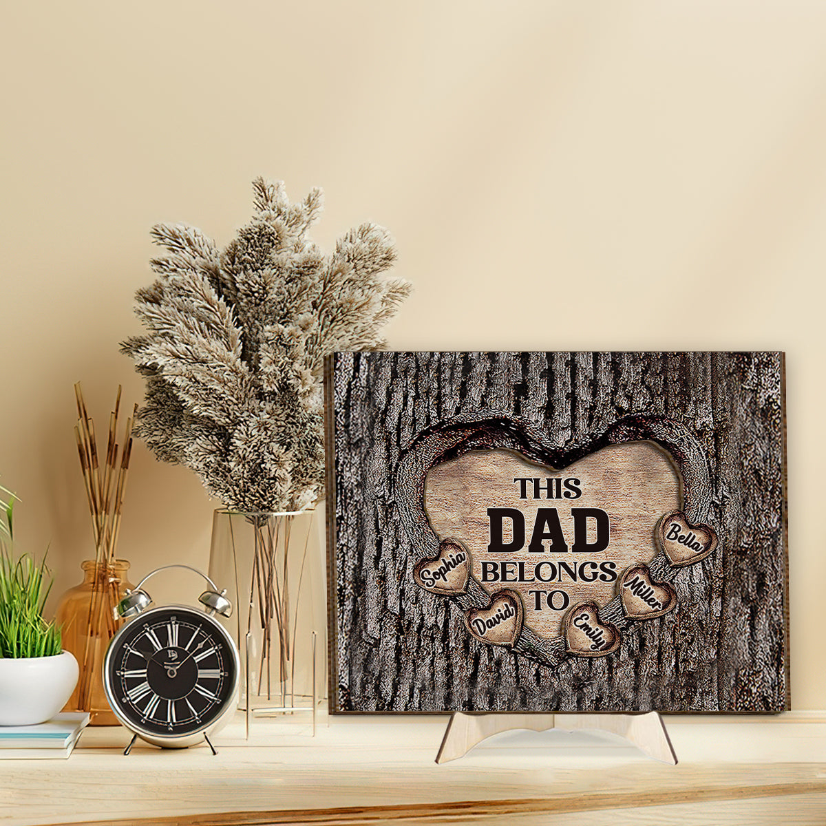 This Dad Mom Grandma Grandpa Belongs To Wooden Heart - Personalized Father 2 Layered Wood Sign / Wood Plaque