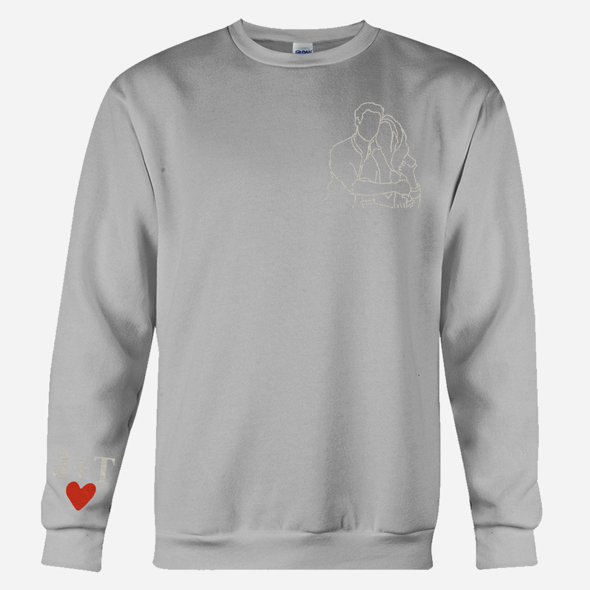 Individuelle Foto-Linienzeichnung – Personalisierter, bestickter Pullover für Paare