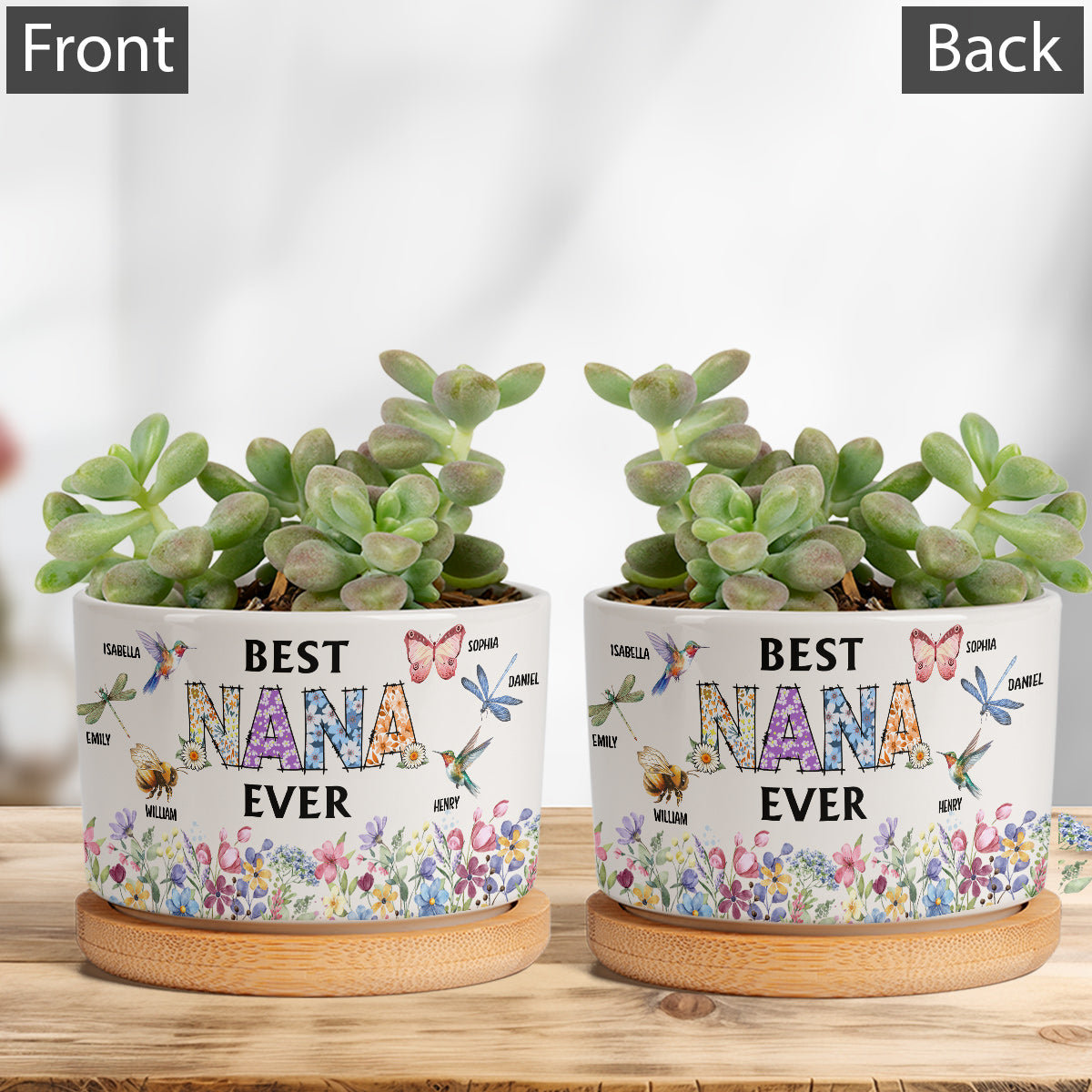 Beste Mama, Oma aller Zeiten – Personalisierter Keramik-Blumentopf für Oma