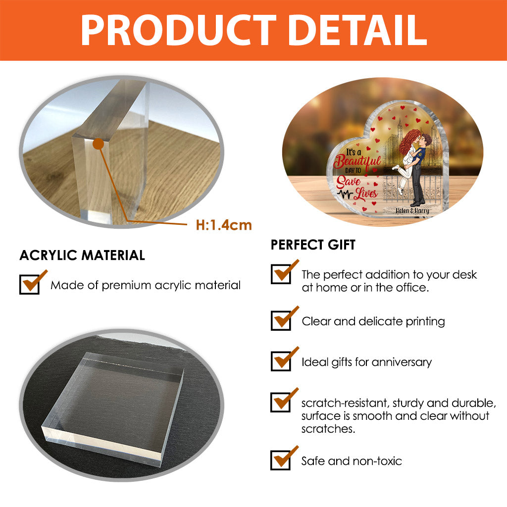 Es ist ein schöner Tag, um Leben zu retten – personalisierte Acrylplakette in individueller Form für Paare