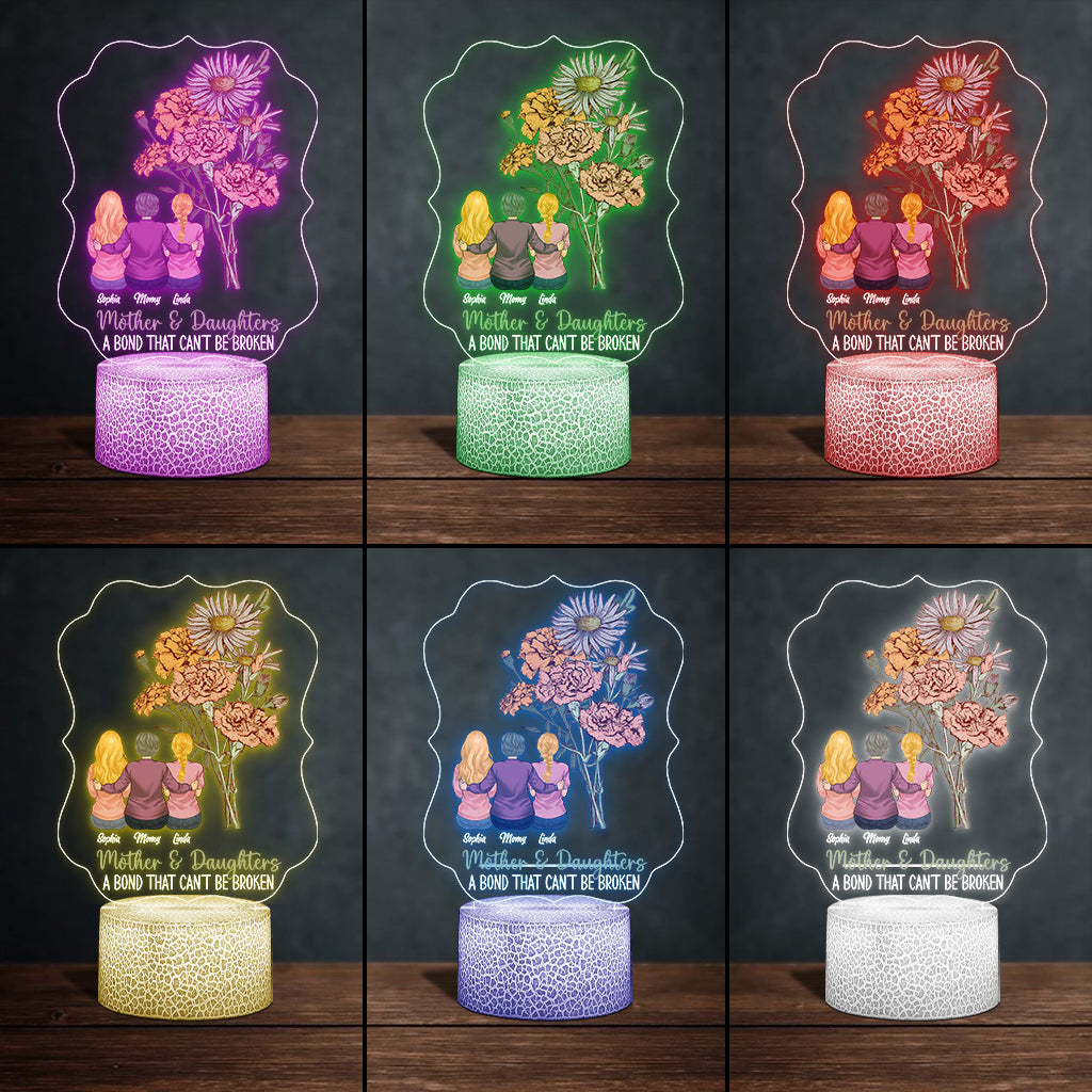 Geburtsblumen für Mutter und Kinder – Personalisierte, mutterförmige Plakettenleuchte