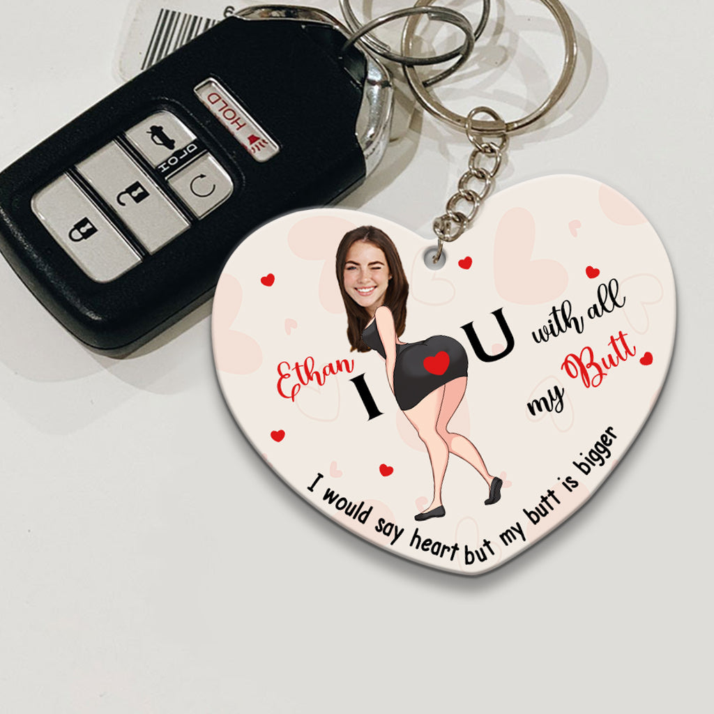 Ich liebe dich von ganzem Herzen – Personalisierter Schlüsselanhänger mit Foto und Namen für Paare