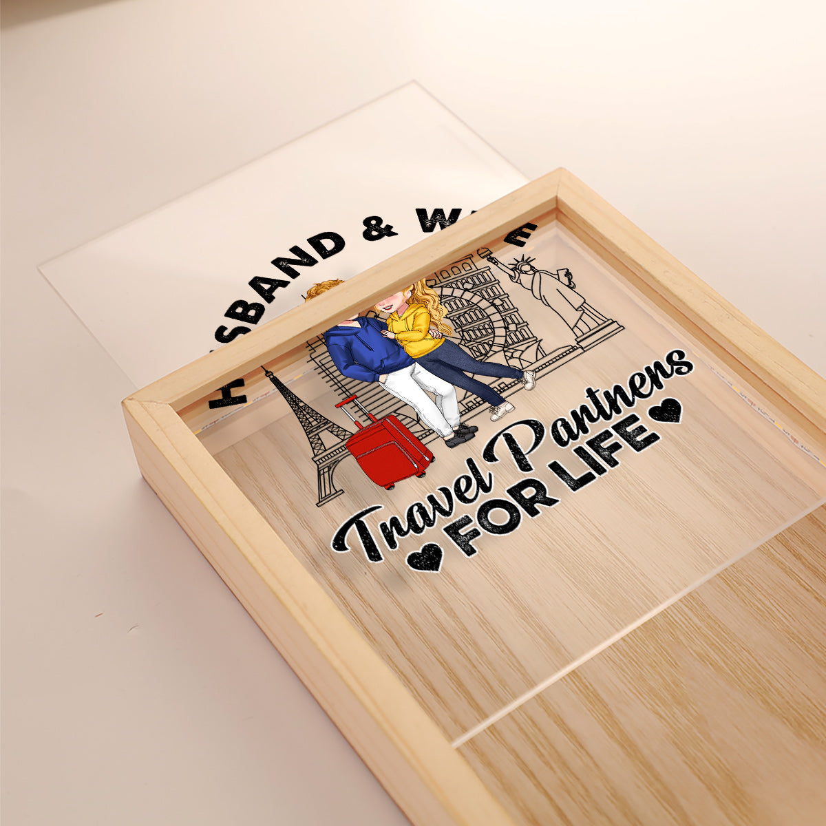 Travel Partner For Life - Personalized Couple Picture Frame Light Box