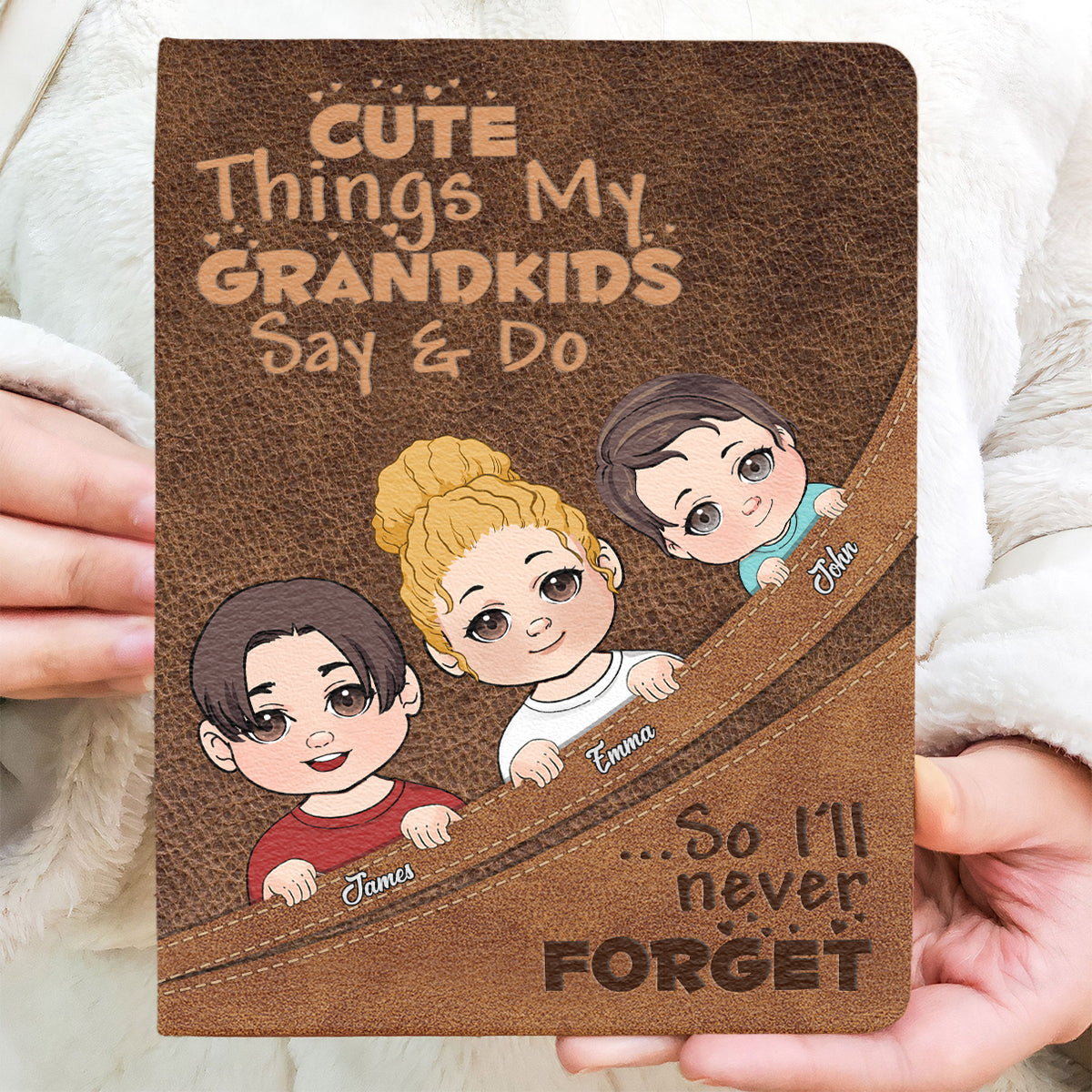 Süße Dinge, die meine Enkelkinder sagen und tun – Personalisiertes Oma-Lederjournal