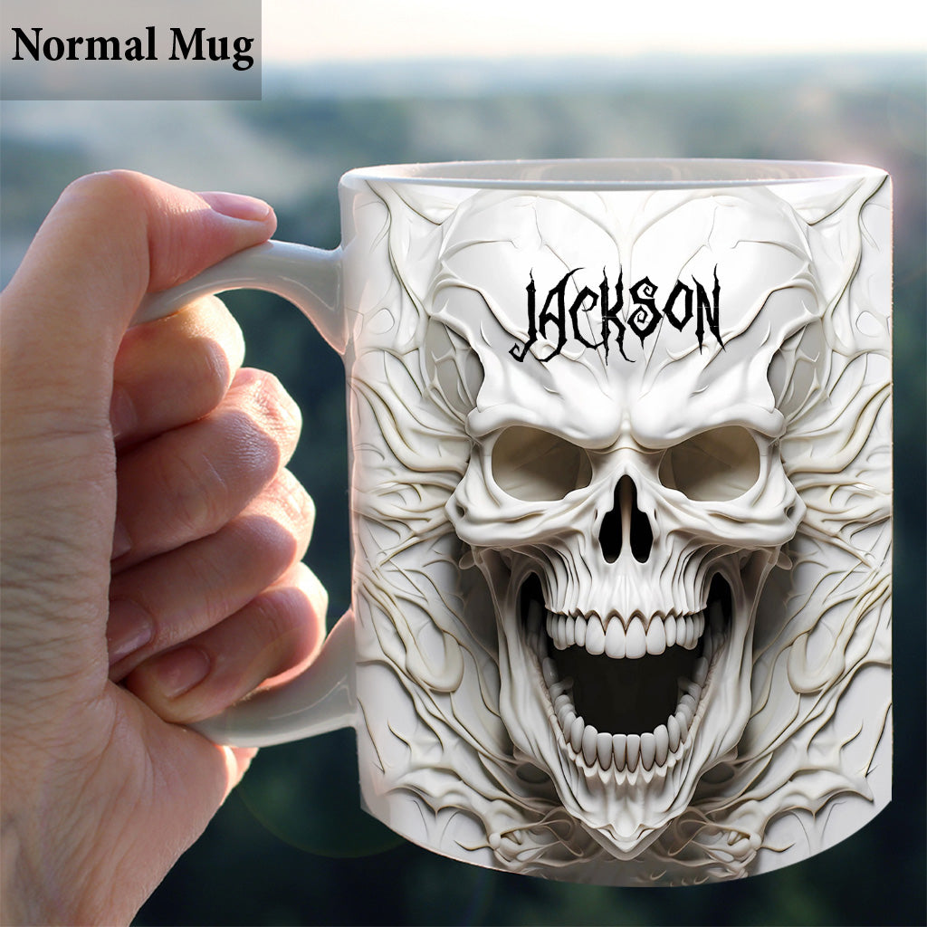 Wunderschönes weißes Skelett – personalisierte Totenkopf-Tasse