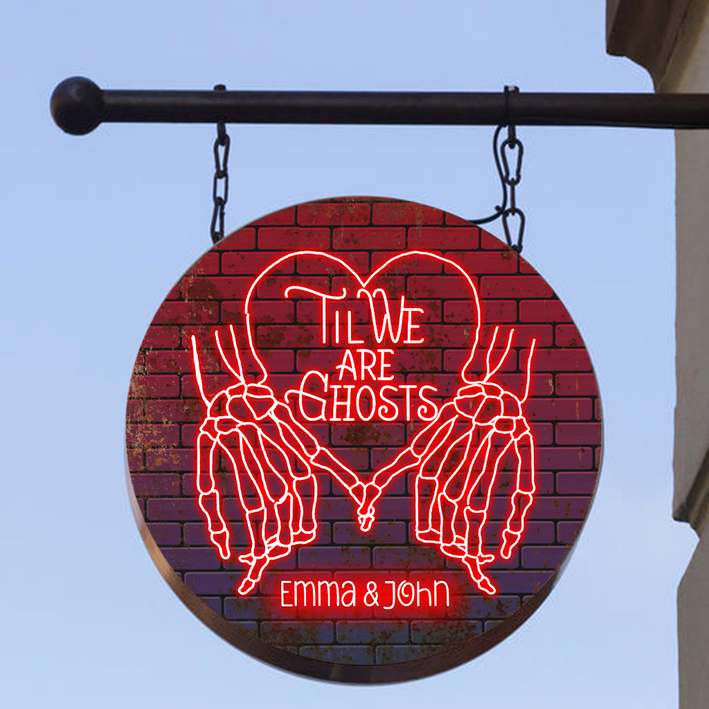 Bis wir Geister sind – Personalisiertes rundes Metallschild für Paare