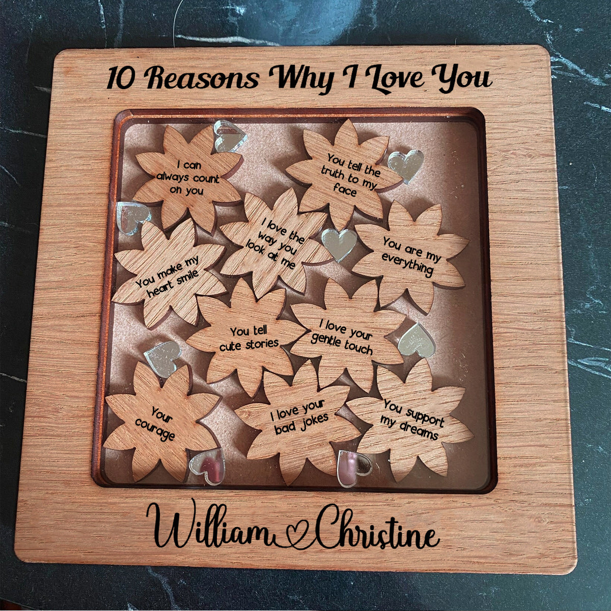 Reasons Why I Love You - Personalized Couple Why I Love You Wooden Frame With Charms