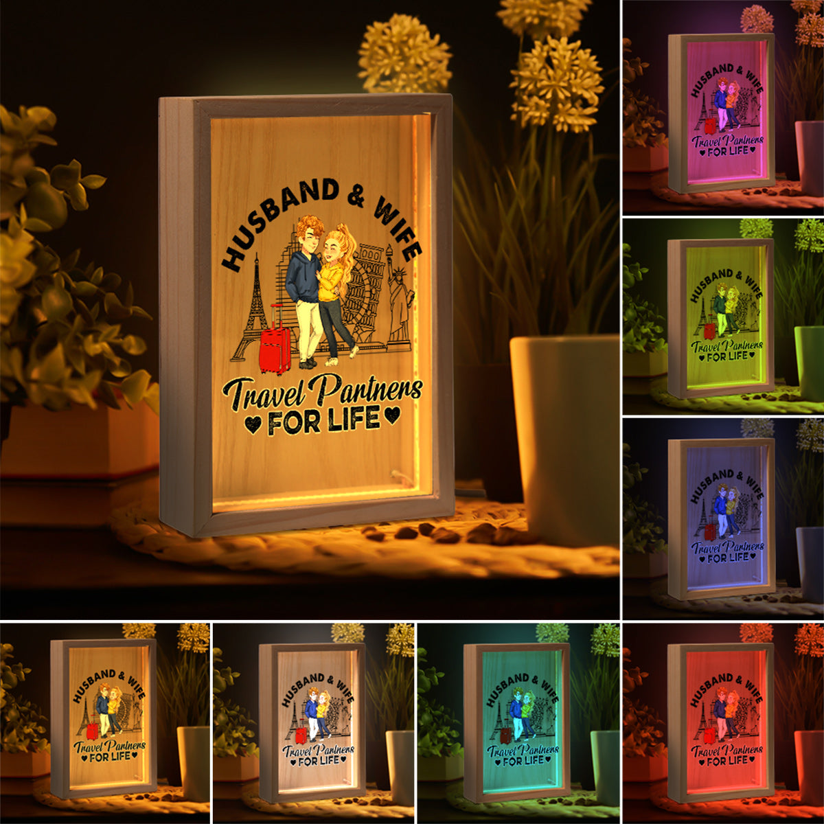 Travel Partner For Life - Personalized Couple Picture Frame Light Box
