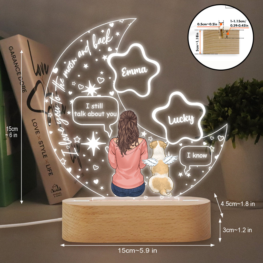 Ich vermisse dich – Personalisierte, hundeförmige Plakettenleuchte
