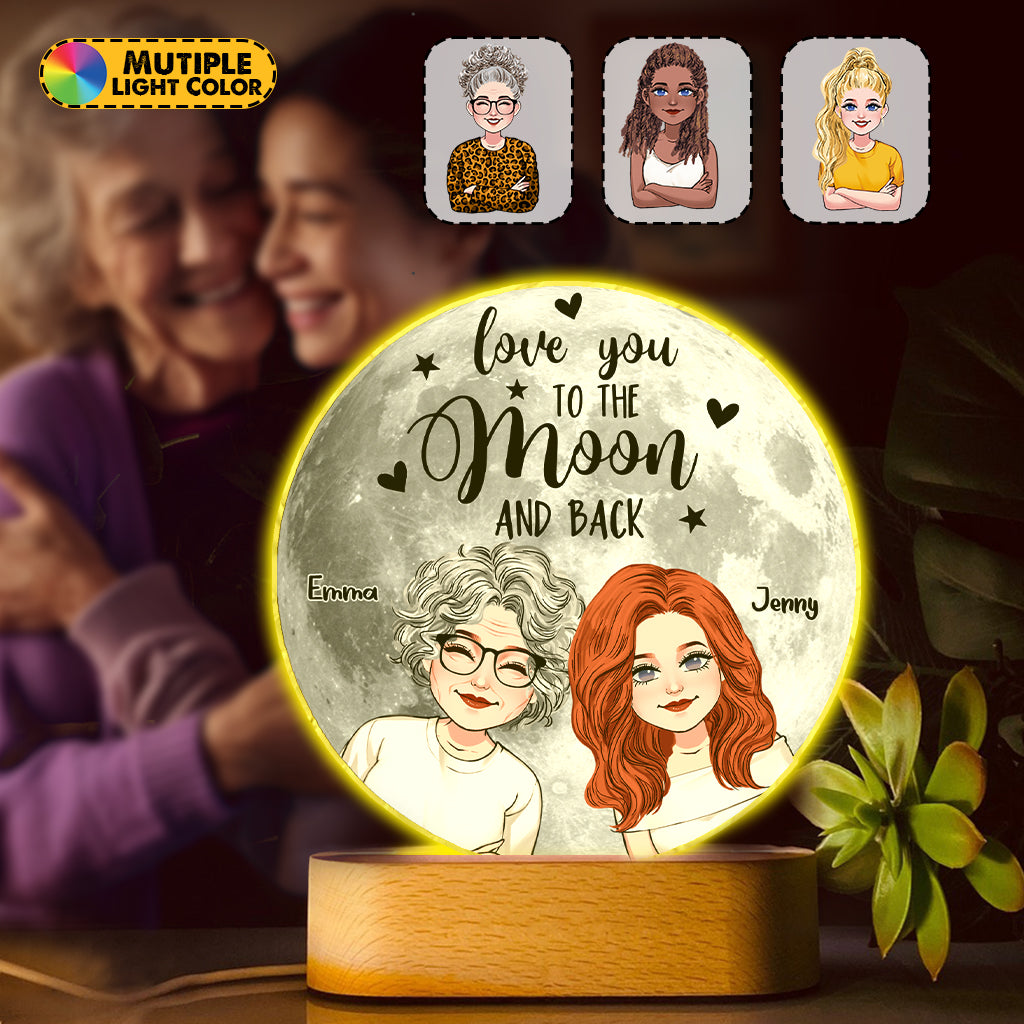Ich liebe dich bis zum Mond und zurück – Personalisierte, mutterförmige Plakettenleuchte